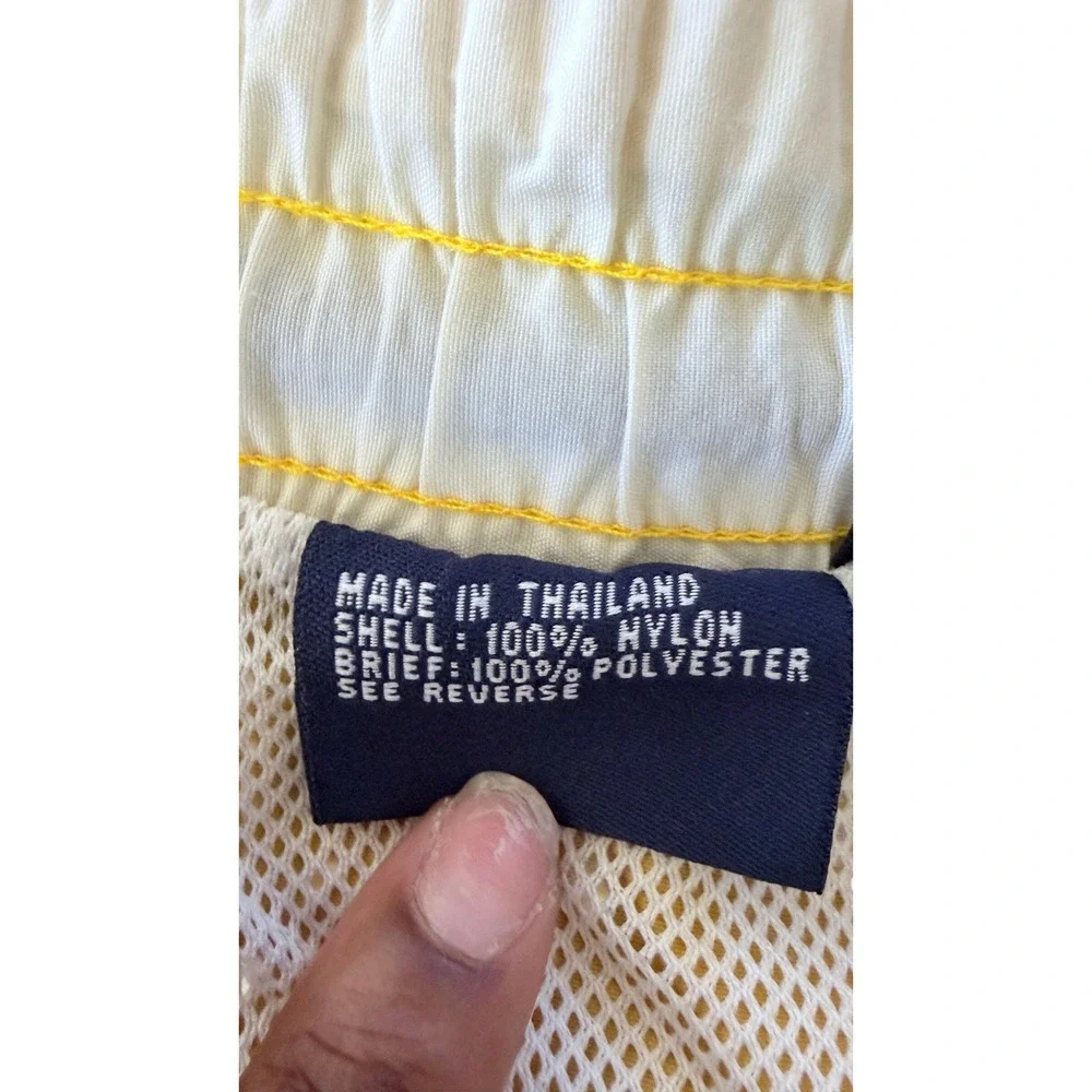 Polo Sport Ralph Lauren Yellow Nylon Swim Trunks Men Large Vintage Shorts